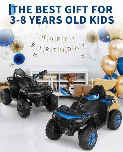12V Kids Ride On Toys Car w/Parent Remote Control, Spring Suspension, LED Lights, Bluetooth, Music, USB, Early Education, Volume Control, Off-Road ATV 4 Wheeler Design w/Colorful LED Flag, Boys Girl in Saudi Arabia
