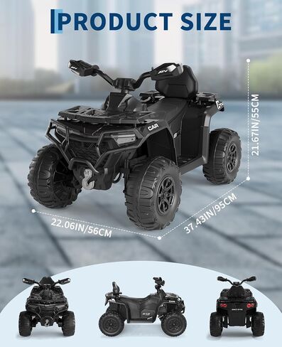 12V Kids Ride On Toys Car w/Parent Remote Control, Spring Suspension, LED Lights, Bluetooth, Music, USB, Early Education, Volume Control, Off-Road ATV 4 Wheeler Design w/Colorful LED Flag, Boys Girl in Saudi Arabia