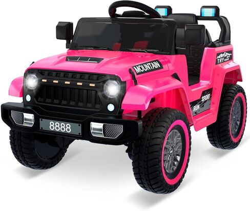 12V Kids Ride On Truck Car, Battery Powered Electric Vehicle Toy w/Parent Remote Control, Spring Suspension, 3 Speeds, LED Light, Music & Horn, Electric Cars for Kid, Gift for Boy Girl, Pink in Saudi Arabia