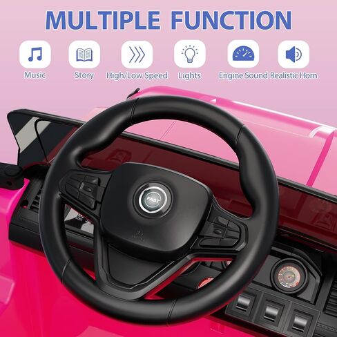 12V Kids Ride On Truck Car, Battery Powered Electric Vehicle Toy w/Parent Remote Control, Spring Suspension, 3 Speeds, LED Light, Music & Horn, Electric Cars for Kid, Gift for Boy Girl, Pink in Saudi Arabia