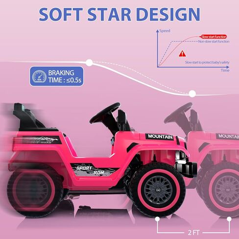12V Kids Ride On Truck Car, Battery Powered Electric Vehicle Toy w/Parent Remote Control, Spring Suspension, 3 Speeds, LED Light, Music & Horn, Electric Cars for Kid, Gift for Boy Girl, Pink in Saudi Arabia