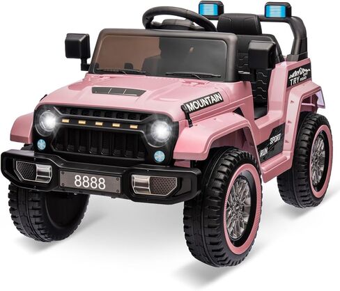 12V Kids Ride On Truck Car, Battery Powered Electric Vehicle Toy w/Parent Remote Control, Spring Suspension, 3 Speeds, LED Light, Music & Horn, Electric Cars for Kid, Gift for Boy Girl, Pink in Saudi Arabia