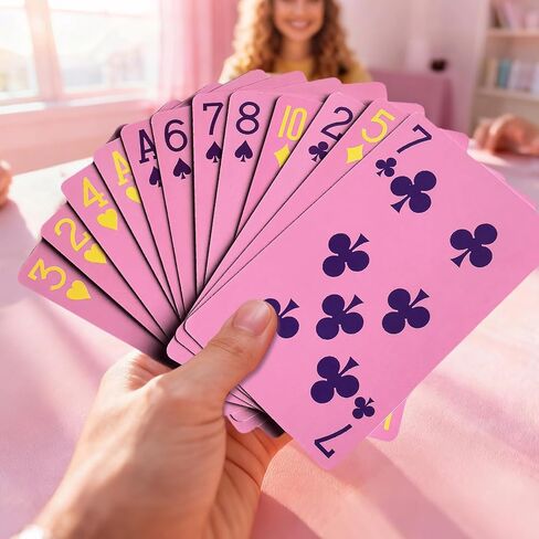 2 Decks Pink Playing Cards, Pink Deck of Cards, Easy to Shuffle, Paper Poker, Party Supplies in Kuwait