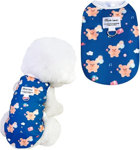 Autumn Bear Pattern Tank Top Dog cat Clothes | Japanese and Korean Style pet Clothing, Suitable for Teddy Bichon Small Dogs and Cats Outdoor Walking in Saudi Arabia