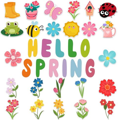 Lucleag 70 PCS Spring Cutouts for Bulletin Board Decoration, Spring Flowers Animals Floral Paper Cut-Outs for Springtime Easter Party Home Office Classroom Bulletin Board Wall Decorations in Saudi Arabia