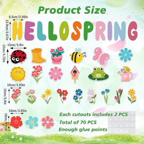 Lucleag 70 PCS Spring Cutouts for Bulletin Board Decoration, Spring Flowers Animals Floral Paper Cut-Outs for Springtime Easter Party Home Office Classroom Bulletin Board Wall Decorations in Saudi Arabia