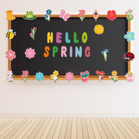 Lucleag 70 PCS Spring Cutouts for Bulletin Board Decoration, Spring Flowers Animals Floral Paper Cut-Outs for Springtime Easter Party Home Office Classroom Bulletin Board Wall Decorations in Saudi Arabia
