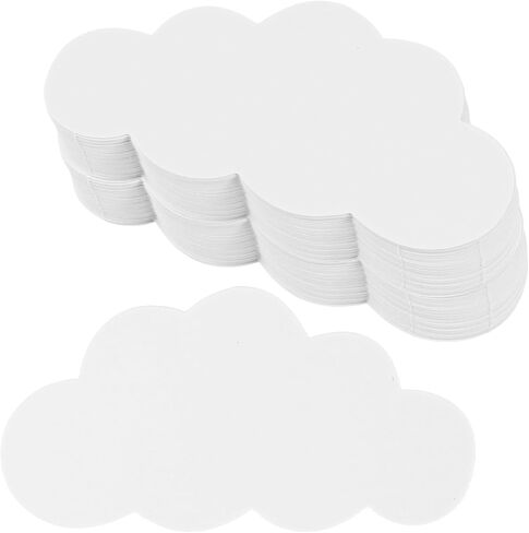 100pcs White Cloud Cutouts, Thick Paper Cloud Shapes Die Cut Out Double Sided Wall Decoration (50pcs) in Saudi Arabia
