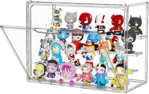 Clear Acrylic Display Case for Figures 4 Layers 2 Pack Figurine Display Cases with Shelves Stackable Display Box Showcase with Magnetic Door for Collectibles, Keep Collection Dustproof in Saudi Arabia
