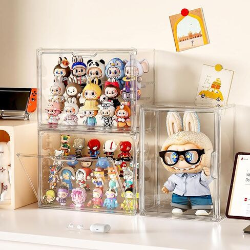 Clear Acrylic Display Case for Figures 4 Layers 2 Pack Figurine Display Cases with Shelves Stackable Display Box Showcase with Magnetic Door for Collectibles, Keep Collection Dustproof in Saudi Arabia