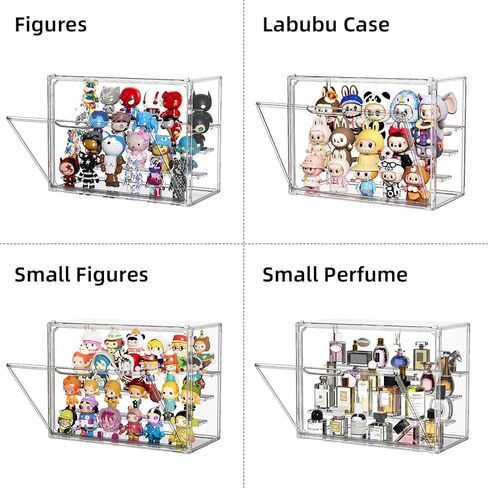 Clear Acrylic Display Case for Figures 4 Layers 2 Pack Figurine Display Cases with Shelves Stackable Display Box Showcase with Magnetic Door for Collectibles, Keep Collection Dustproof in Saudi Arabia