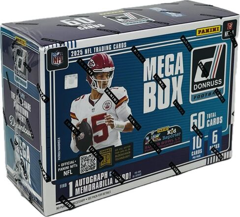 2025 Panini Donruss Football Mega Trading Card Box (1 Memorabilia or Autograph Per Box)(Optic Rated Blue Scope Parallels) in Saudi Arabia
