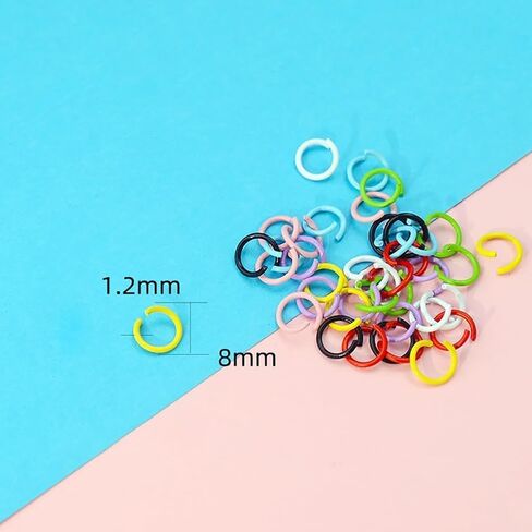 300 Pcs 8 mm Colored Metal Open Jump Rings, for Bracelet Charms, Jewelry Connectors, Craft Keychains, Jump Rings in Saudi Arabia