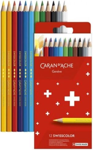 CARAN D'ACHE Caran d'Ache Colored Pencils, Oil-based, Swiss Color, 1284-812 Colors, Paper Box, Authentic Imported in Saudi Arabia
