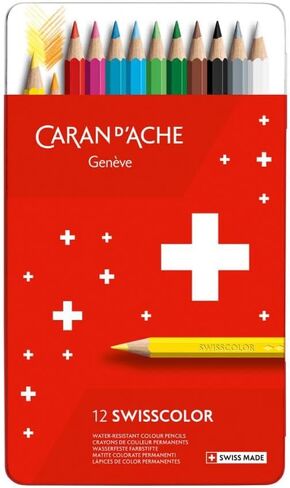CARAN D'ACHE Caran d'Ache Colored Pencils, Oil-based, Swiss Color, 1284-812 Colors, Paper Box, Authentic Imported in Saudi Arabia