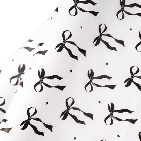 ورق مناديل تغليف بفيونكة سوداء من WRAPAHOLIC - 30 ورقة مقاس 14 × 20 بوصة بشريط أسود من مناديل ورقية كبيرة لأعياد الميلاد، وحفلات الزفاف، وحفلات الزفاف، والحرف الفنية، وتزيين الحفلات in Kuwait