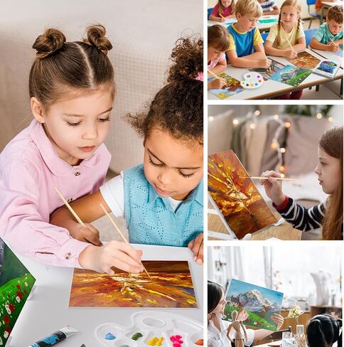 Acrylic Paint Set with 18 Acrylic Paints, 8 Brushes, Tabletop Easel,Stretched Canvas & Panels, Art Supplies Painting Kit for Kids, Beginner & Adults. in Saudi Arabia
