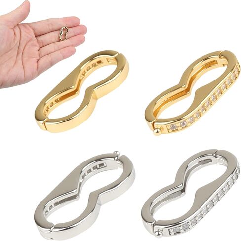 4pcs Necklace Shortener Clasp, Secure Lock Pearl Enhancer Clasp with Cubic Zirconia,Bracelet Shortener for DIY Jewelry Making & Repair in Saudi Arabia
