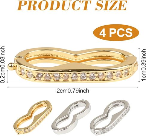 4pcs Necklace Shortener Clasp, Secure Lock Pearl Enhancer Clasp with Cubic Zirconia,Bracelet Shortener for DIY Jewelry Making & Repair in Saudi Arabia