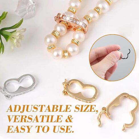 4pcs Necklace Shortener Clasp, Secure Lock Pearl Enhancer Clasp with Cubic Zirconia,Bracelet Shortener for DIY Jewelry Making & Repair in Saudi Arabia