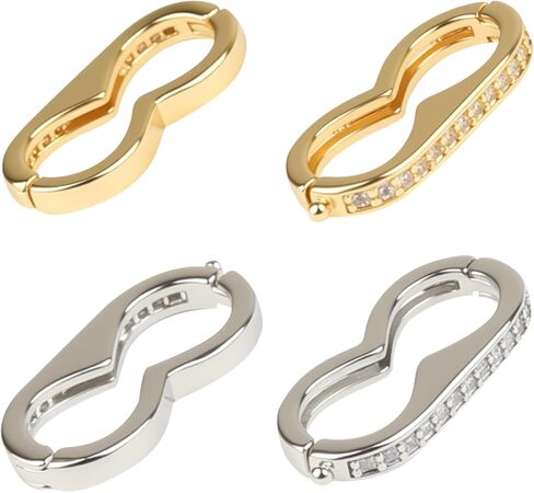 4pcs Necklace Shortener Clasp, Secure Lock Pearl Enhancer Clasp with Cubic Zirconia,Bracelet Shortener for DIY Jewelry Making & Repair in Saudi Arabia