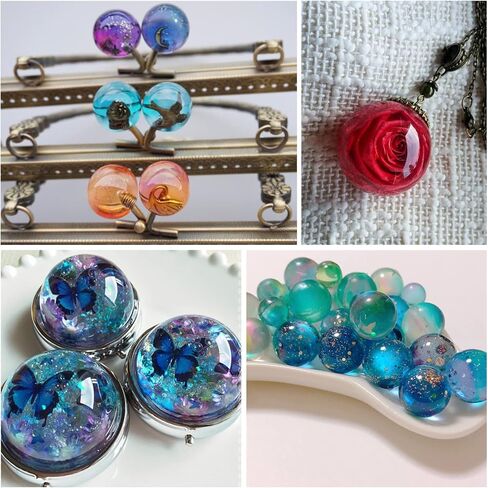 LET'S RESIN 8 Pcs Sphere Silicone Molds for Resin, with Measuring Cup and Straw, 3D Sphere Resin Molds Silicone, Round Ball Epoxy Resin Molds for Flowers Preservation,Resin Casting, Soap, Candle in Saudi Arabia