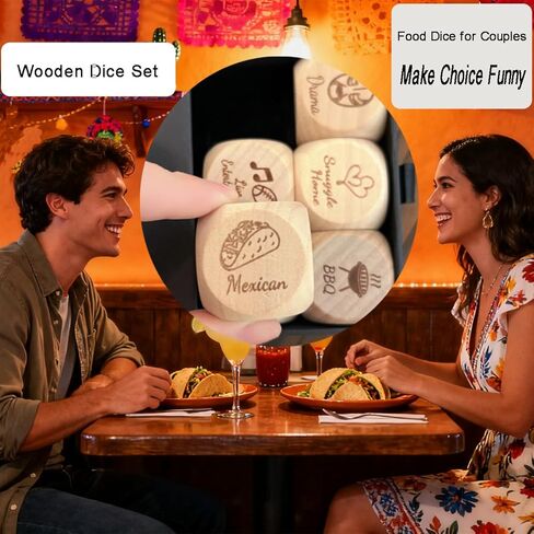 Date Night Dice for Couples Romantic Decision Making Game with Massage Cook Options, Fun Wooden Dice for Anniversary, Valentine's Gift for Him Her in Saudi Arabia