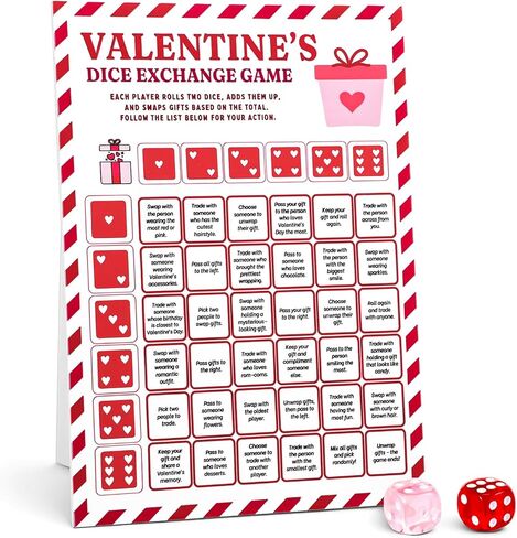 لعبة النرد من Lewtemi Valentine Exchange، علامة واقفة لتعليمات Galentine's Day One مع 2 من أنشطة النرد Galentine، حفلة الفتاة الليلية تفضل هدايا عيد الحب للنساء in Kuwait