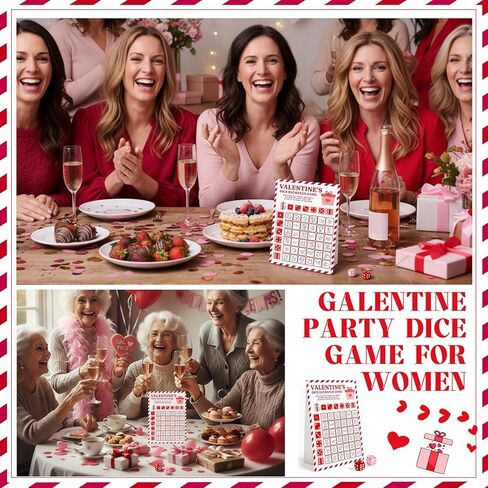 لعبة النرد من Lewtemi Valentine Exchange، علامة واقفة لتعليمات Galentine's Day One مع 2 من أنشطة النرد Galentine، حفلة الفتاة الليلية تفضل هدايا عيد الحب للنساء in Kuwait