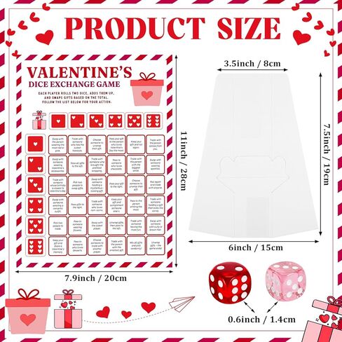 لعبة النرد من Lewtemi Valentine Exchange، علامة واقفة لتعليمات Galentine's Day One مع 2 من أنشطة النرد Galentine، حفلة الفتاة الليلية تفضل هدايا عيد الحب للنساء in Kuwait
