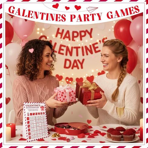 لعبة النرد من Lewtemi Valentine Exchange، علامة واقفة لتعليمات Galentine's Day One مع 2 من أنشطة النرد Galentine، حفلة الفتاة الليلية تفضل هدايا عيد الحب للنساء in Kuwait