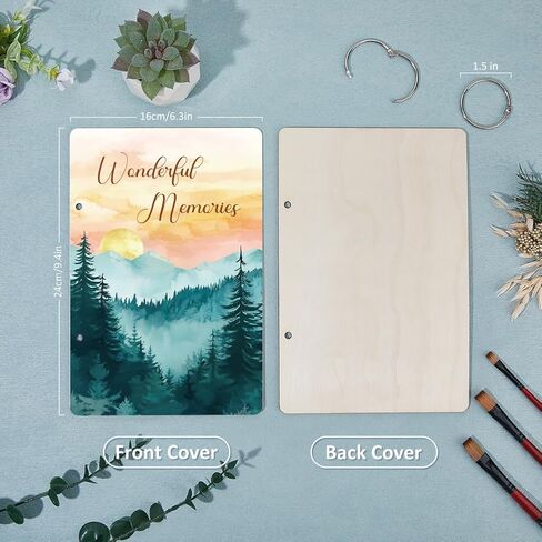 SUPERDANT Wonderful Memories Greeting Card Holder Organizer Wooden Card Keeper Binder Planning Book Sunset Mountain Birthday Cards Keeper Photo Album Graduation Wedding Planner Journal Keepsake Gift in Saudi Arabia