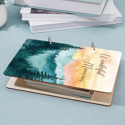 SUPERDANT Wonderful Memories Greeting Card Holder Organizer Wooden Card Keeper Binder Planning Book Sunset Mountain Birthday Cards Keeper Photo Album Graduation Wedding Planner Journal Keepsake Gift in Saudi Arabia