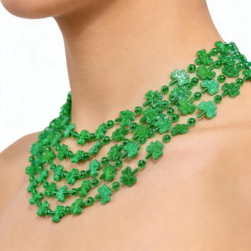 Utaly 12 Pcs Mardi Gras St. Patrick's Day Shamrock Bead Necklaces for Women Men - Green-Lucky-Shamrock-Necklaces in Saudi Arabia