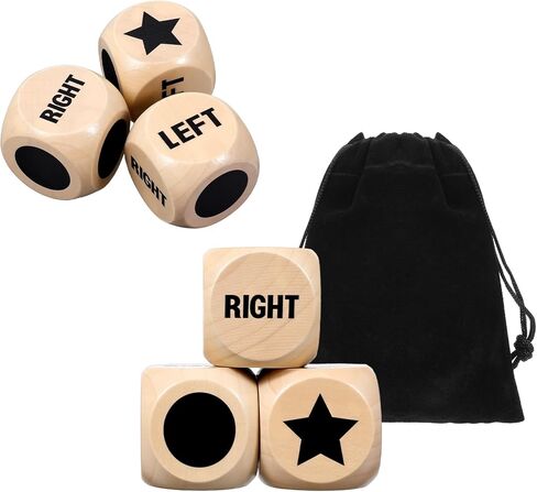 3pcs Left Right Center Game Dice 1 inch Beech Wood Dices with Drawstring Bag Left Right Center Game Dice Accessories Easy to Store and Carry Around Convenient for Travel in Saudi Arabia