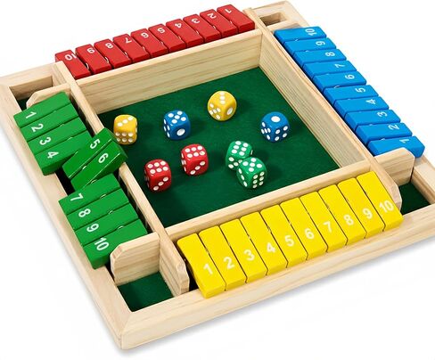 لعبة Shut The Box الخشبية، لعبة لوح نرد كلاسيكية من 2 إلى 6 لاعبين مع 8 نرد، لعبة طاولة تقليدية للبالغين والعائلات، من أجل ليلة اللعب. in Saudi Arabia