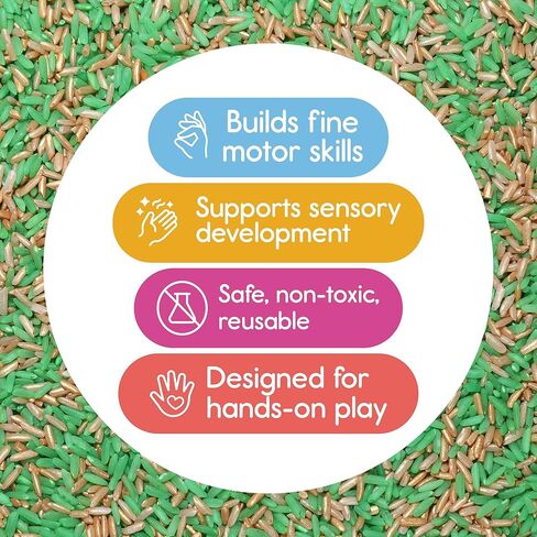 St. Patrick’s Day Sensory Play Rice for Kids, 2 lbs – Green & Gold Sensory Bin Filler for Scooping, Pouring, Sorting & Creative Play – Perfect for Sensory Bins, Tables & Fine Motor Practice – Ages 3+ in Saudi Arabia