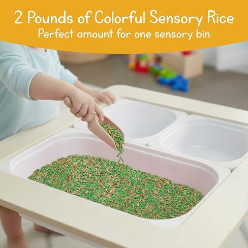 St. Patrick’s Day Sensory Play Rice for Kids, 2 lbs – Green & Gold Sensory Bin Filler for Scooping, Pouring, Sorting & Creative Play – Perfect for Sensory Bins, Tables & Fine Motor Practice – Ages 3+ in Saudi Arabia