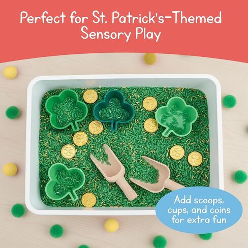 St. Patrick’s Day Sensory Play Rice for Kids, 2 lbs – Green & Gold Sensory Bin Filler for Scooping, Pouring, Sorting & Creative Play – Perfect for Sensory Bins, Tables & Fine Motor Practice – Ages 3+ in Saudi Arabia