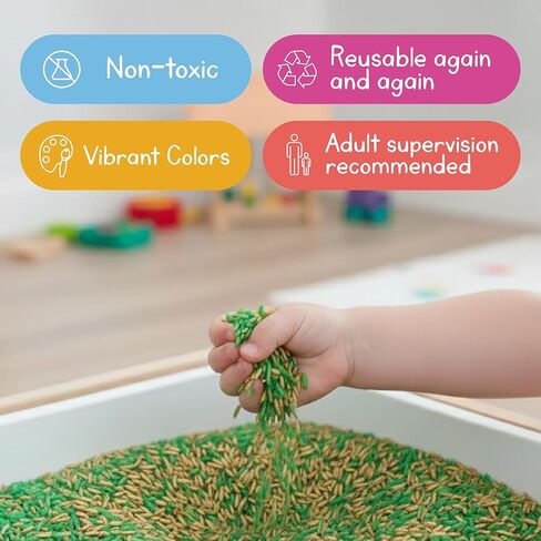 St. Patrick’s Day Sensory Play Rice for Kids, 2 lbs – Green & Gold Sensory Bin Filler for Scooping, Pouring, Sorting & Creative Play – Perfect for Sensory Bins, Tables & Fine Motor Practice – Ages 3+ in Saudi Arabia
