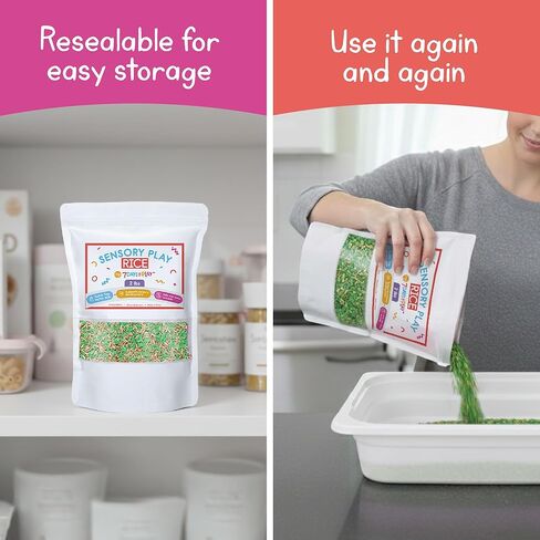 St. Patrick’s Day Sensory Play Rice for Kids, 2 lbs – Green & Gold Sensory Bin Filler for Scooping, Pouring, Sorting & Creative Play – Perfect for Sensory Bins, Tables & Fine Motor Practice – Ages 3+ in Saudi Arabia