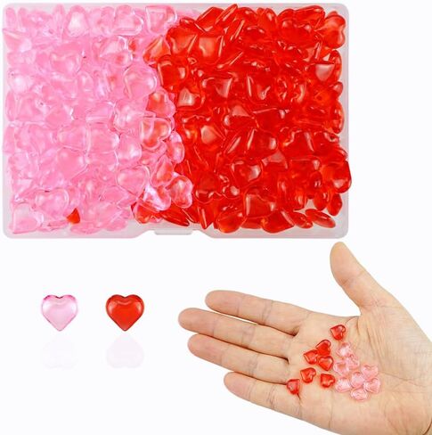 SaktopDeco 300 PCS Red Pink Miniature Hearts Plastic Tiny Heart Bulk for Vase Filler Valentines Festival Tabletop Decor in Saudi Arabia