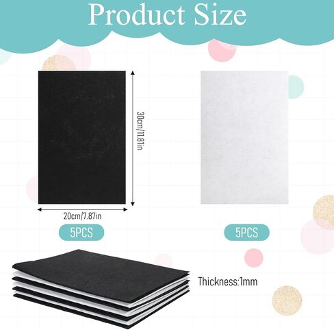 Felt Sheets Fabric, 10 Pieces 7" X 11" Felt Fabric for Crafts Stiff Felts Sheets Non-Woven Craft Felts Paper for DIY Crafts Embroidery Sewing Projects (Black+White) in Saudi Arabia