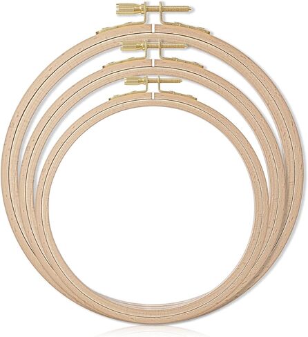 3 Pcs Beech Wood Embroidery Hoops Set, 4 Inch to 6 Inch Round Embroidery Hoop, Cross Stitch Hoop Rings for Sewing Home Ornaments Art Kits Crafts in Saudi Arabia