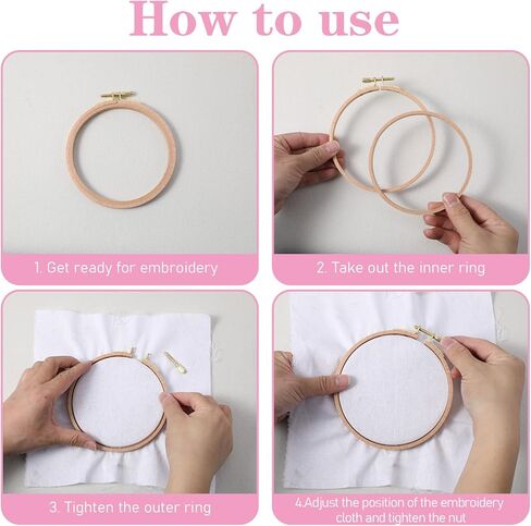 3 Pcs Beech Wood Embroidery Hoops Set, 4 Inch to 6 Inch Round Embroidery Hoop, Cross Stitch Hoop Rings for Sewing Home Ornaments Art Kits Crafts in Saudi Arabia