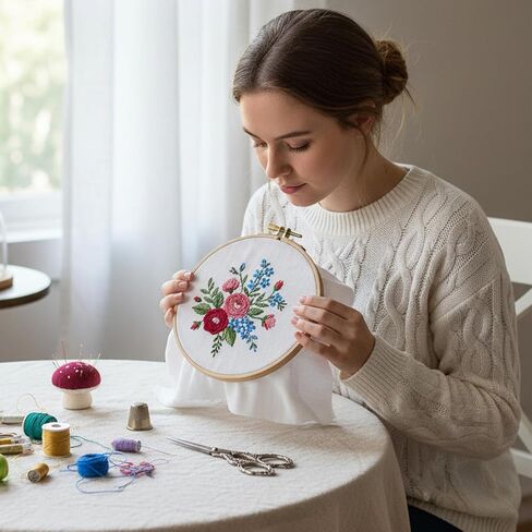 3 Pcs Beech Wood Embroidery Hoops Set, 4 Inch to 6 Inch Round Embroidery Hoop, Cross Stitch Hoop Rings for Sewing Home Ornaments Art Kits Crafts in Saudi Arabia