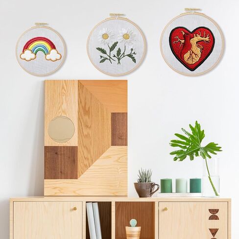 3 Pcs Beech Wood Embroidery Hoops Set, 4 Inch to 6 Inch Round Embroidery Hoop, Cross Stitch Hoop Rings for Sewing Home Ornaments Art Kits Crafts in Saudi Arabia