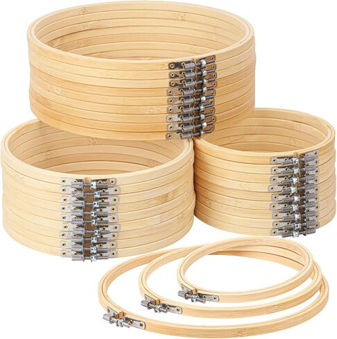 Geytetqi 30 PCS Embroidery Hoop, 10 inch & 8 inch & 6 inch Natural Bamboo Cross Stitch Ring Hoops, Versatile and Durable for Art, Craft, and Needlework in Saudi Arabia