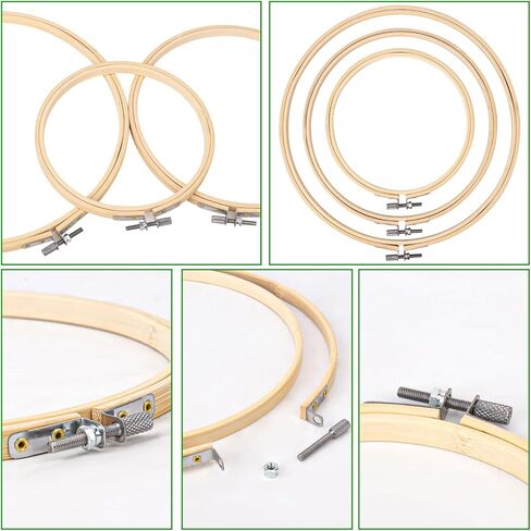 Geytetqi 30 PCS Embroidery Hoop, 10 inch & 8 inch & 6 inch Natural Bamboo Cross Stitch Ring Hoops, Versatile and Durable for Art, Craft, and Needlework in Saudi Arabia