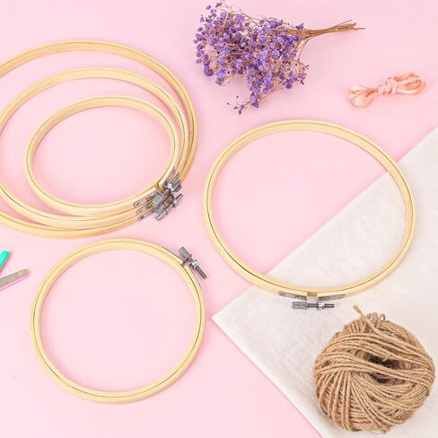 Geytetqi 30 PCS Embroidery Hoop, 10 inch & 8 inch & 6 inch Natural Bamboo Cross Stitch Ring Hoops, Versatile and Durable for Art, Craft, and Needlework in Saudi Arabia